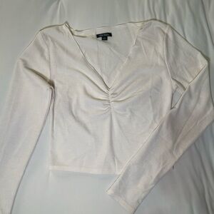 Wild Fable White Long Sleeve V-Neck Top